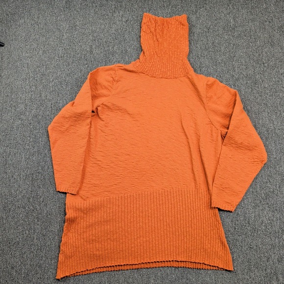 Soft Surroundings Boho Turtleneck Sweater 1X Orange Asymmetrical Hem Lagenlook — photo 2